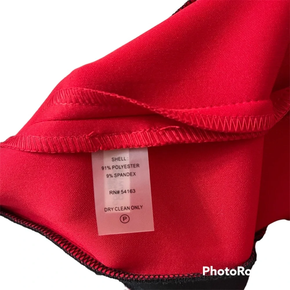 Calvin Klein Red Sleeveless Sheath Dress with Black Trim - Picture 5 of 5